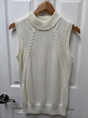 Modcloth Cream Cable Knit Sleeveless Tunic